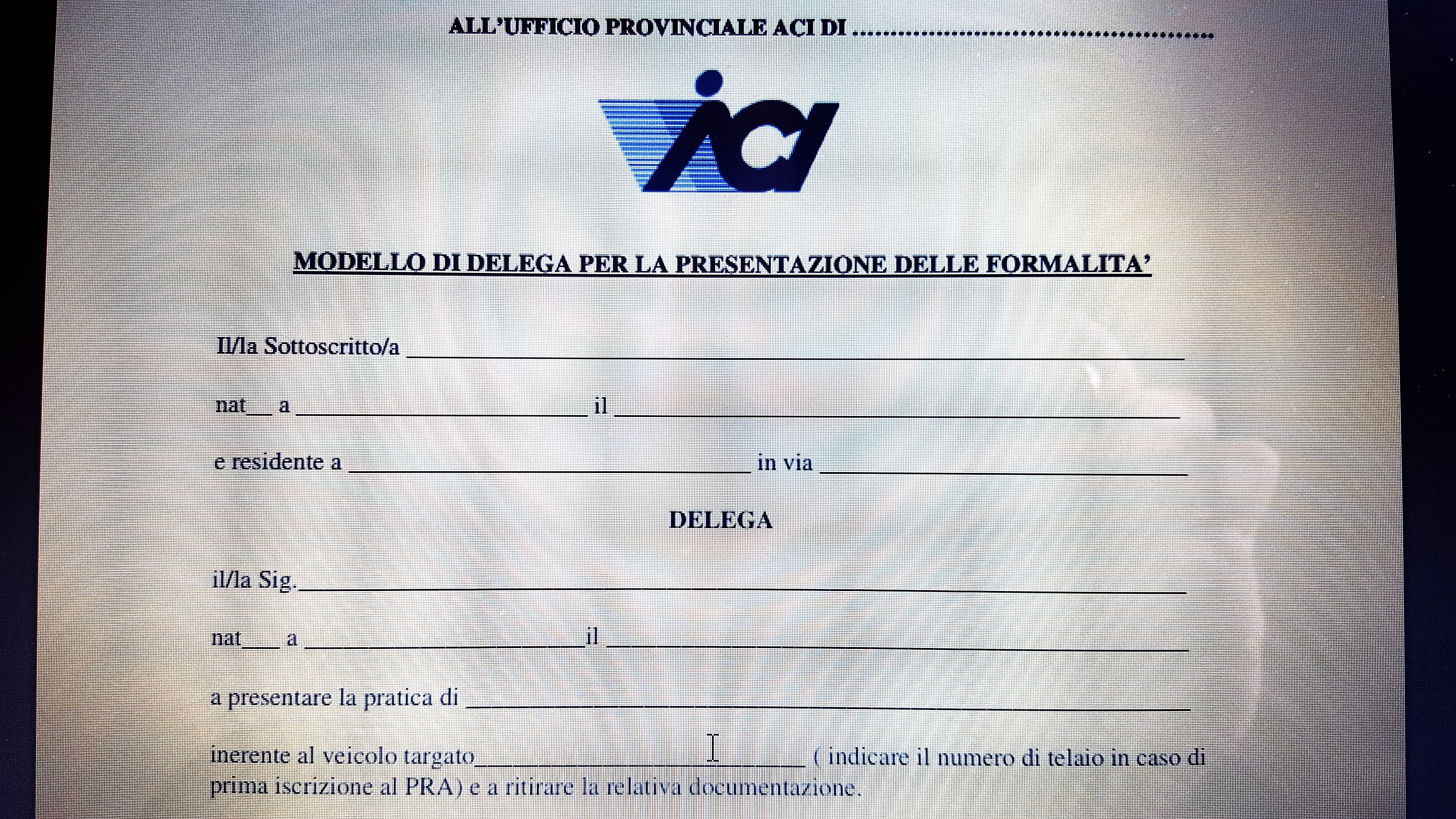 Modello Di Delega Aci Motori Magazine