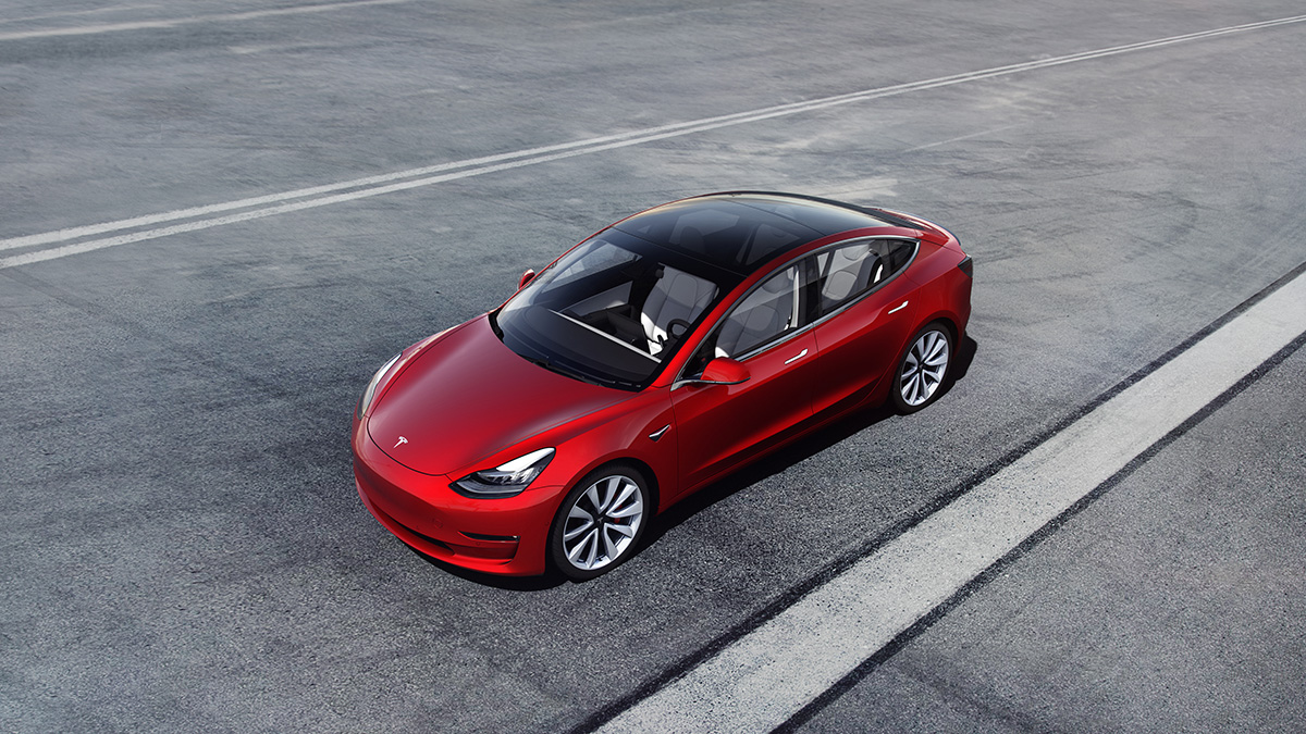 tesla model 3 red