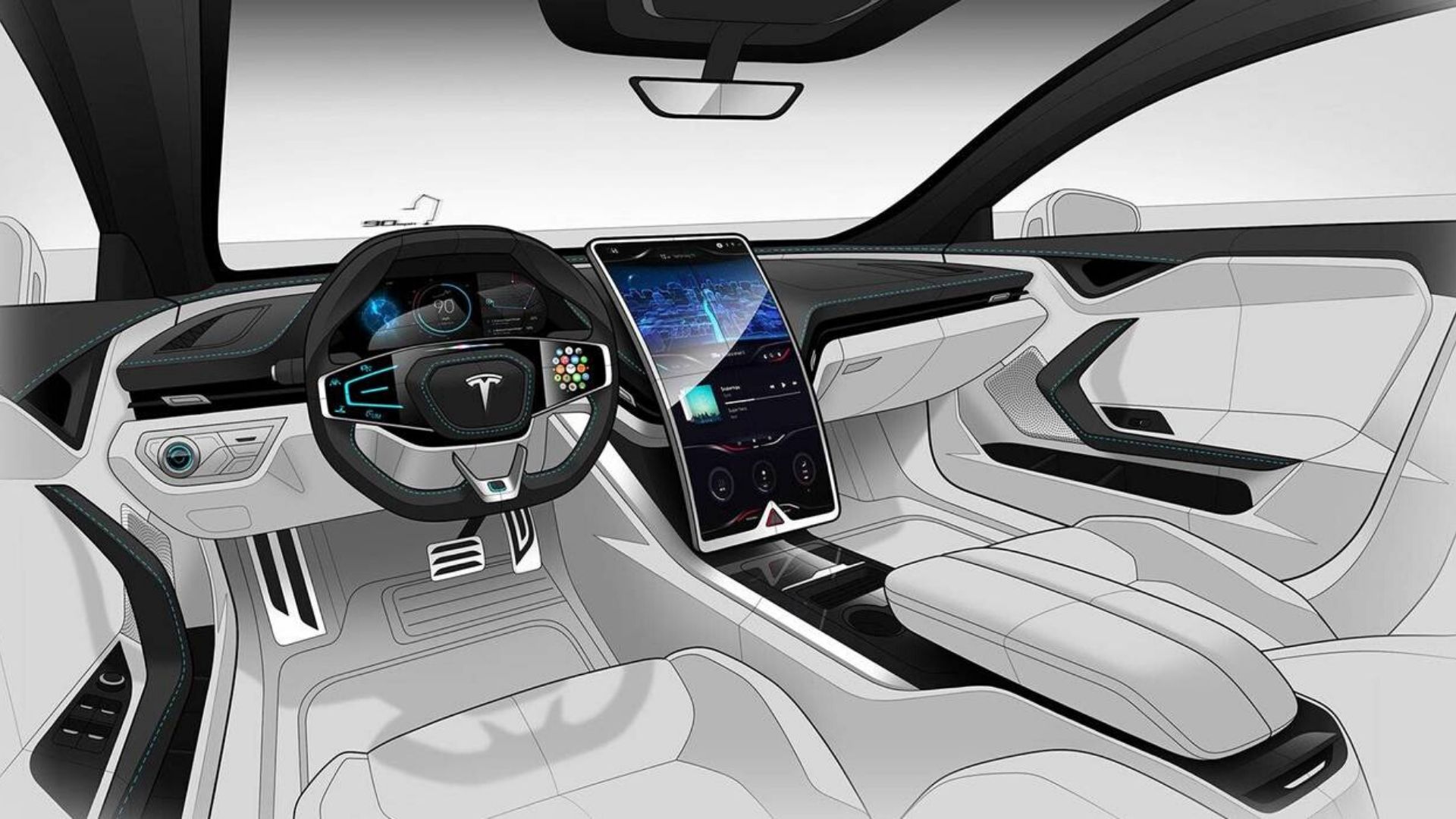 tecnologia e interni Tesla Pickup