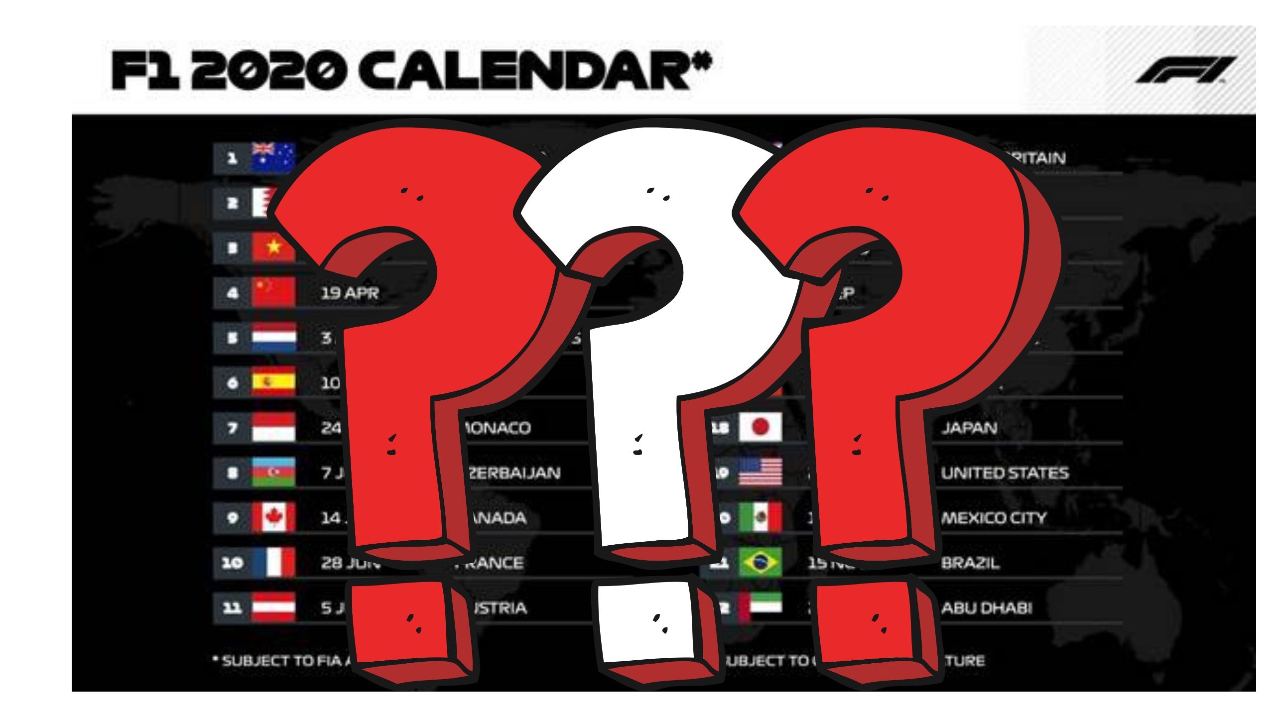Calendario F1 2020