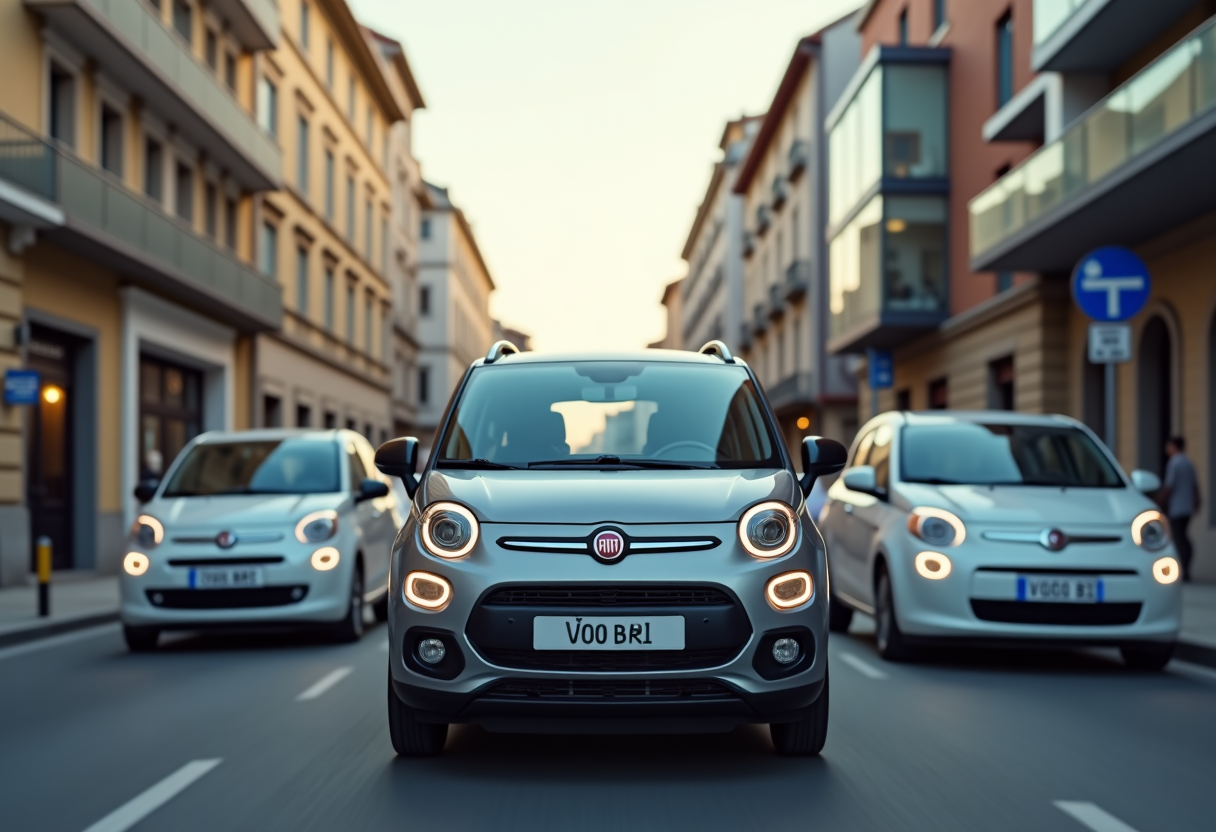 Fiat Grande Panda in esposizione con dettagli moderni