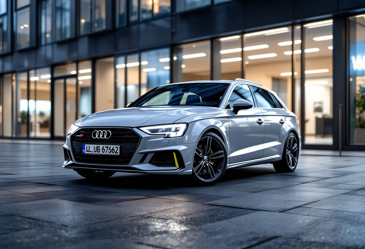 Audi A3 Sportback TFSI e in movimento su strada