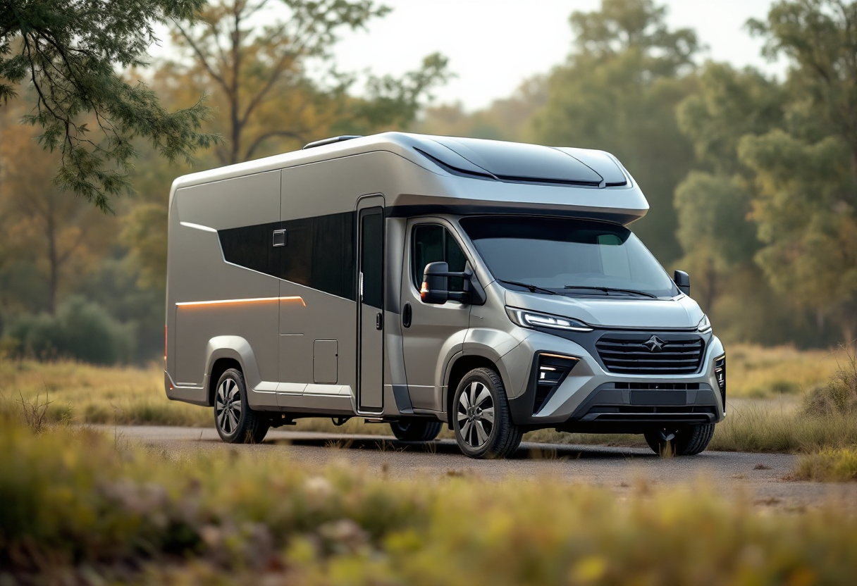 Camper ibridi ElectriX di Challenger in un paesaggio naturale