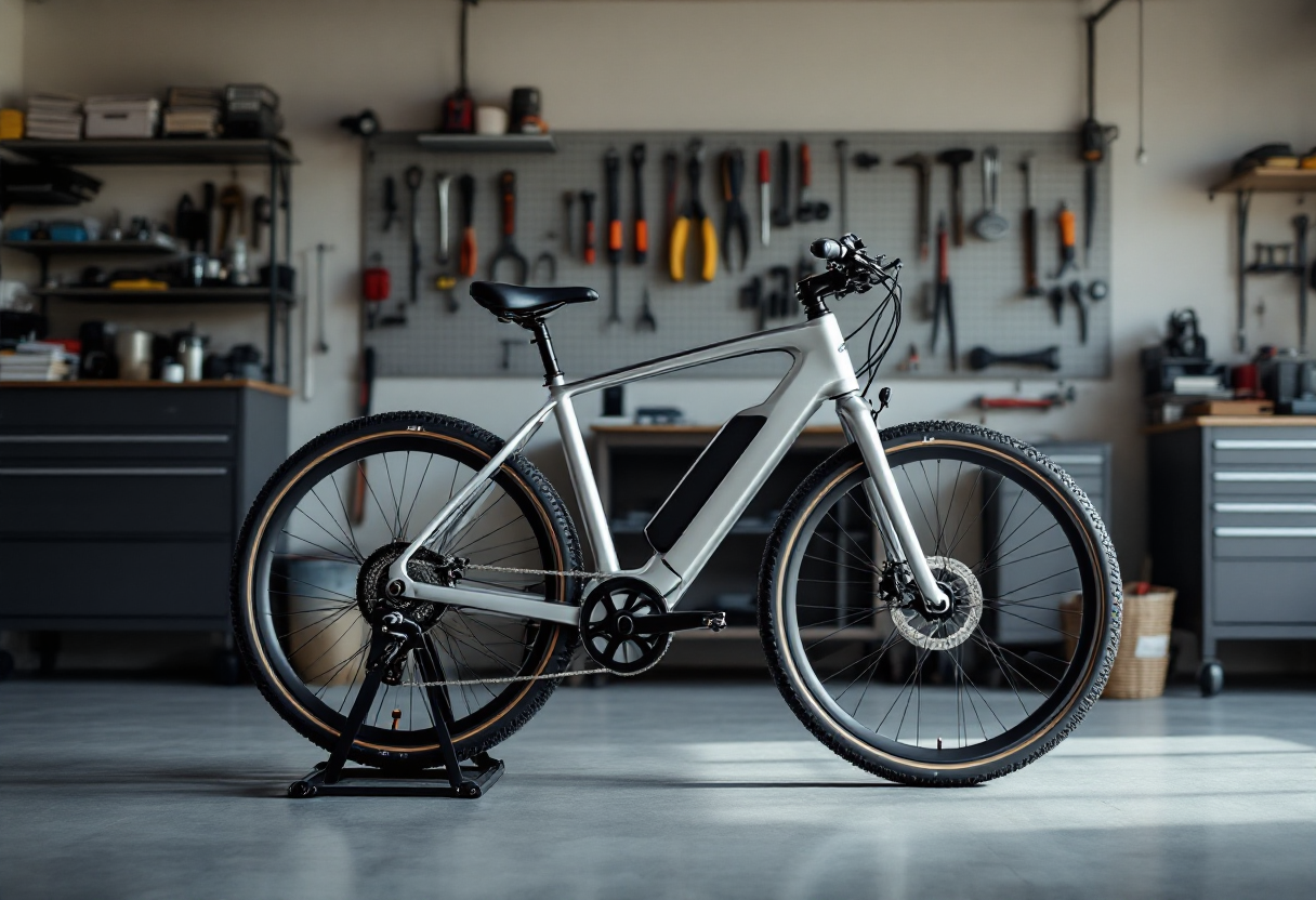 eBike in ottime condizioni con attrezzi per manutenzione