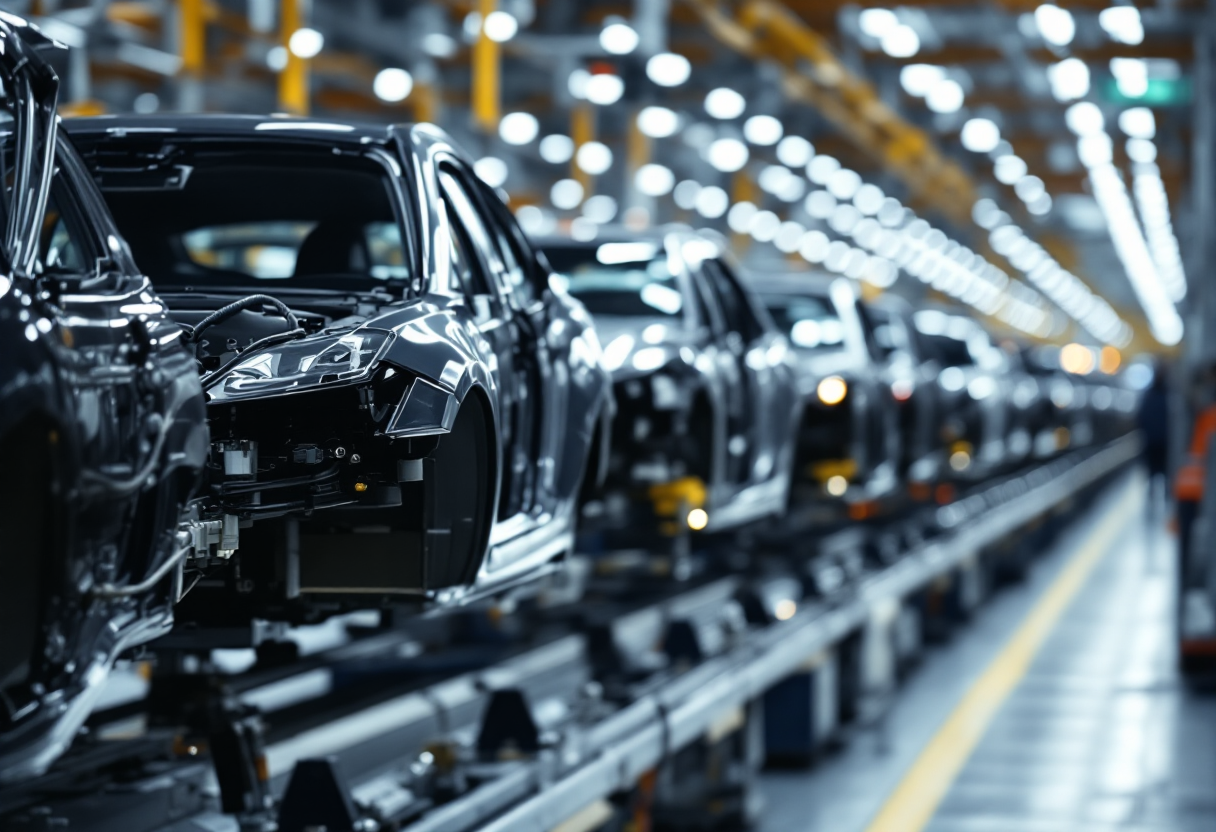 Immagine che illustra la crisi della produzione automobilistica in Italia