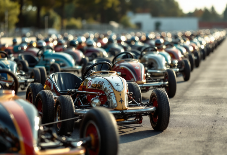 Immagine che mostra l'evoluzione dei go-kart attraverso le epoche