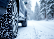 Gomme invernali su un'auto in condizioni di neve