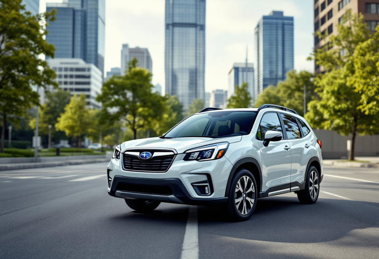 Subaru Forester full hybrid 2025 in un paesaggio naturale