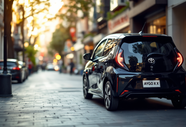 Toyota Aygo X in un contesto urbano moderno