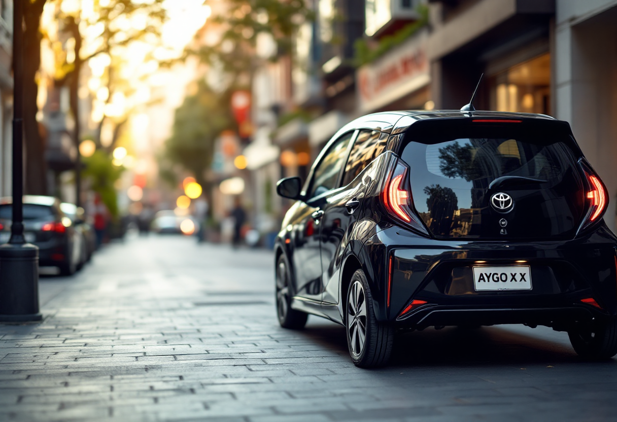 Toyota Aygo X in un contesto urbano moderno