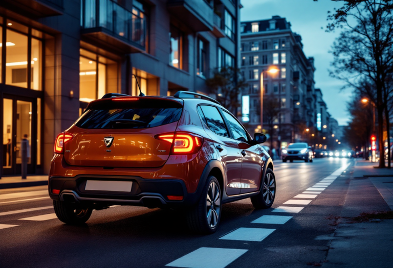 Dacia Sandero con motore innovativo in un paesaggio urbano