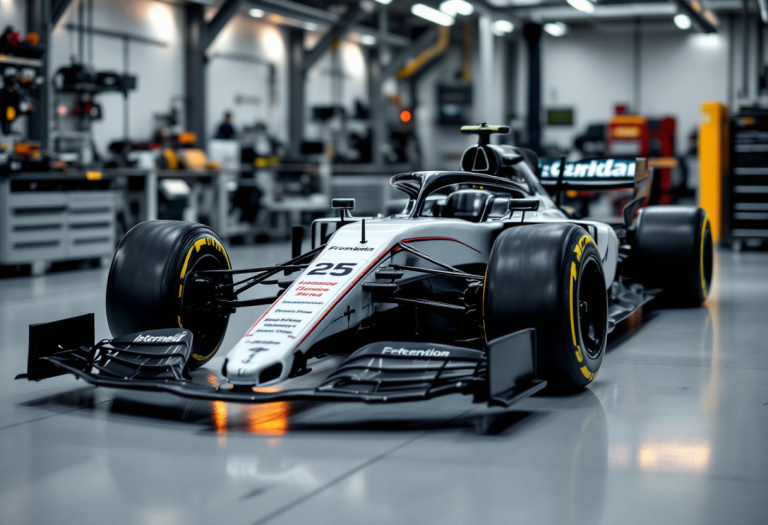 Monoposto di Formula 1 del 2025 con innovazioni tecnologiche