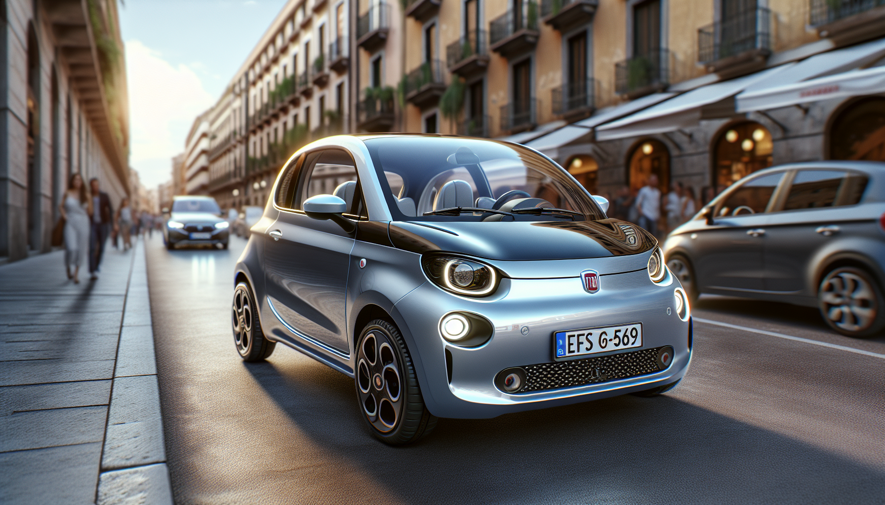 Fiat Topolino, microcar elettrica, in una strada italiana