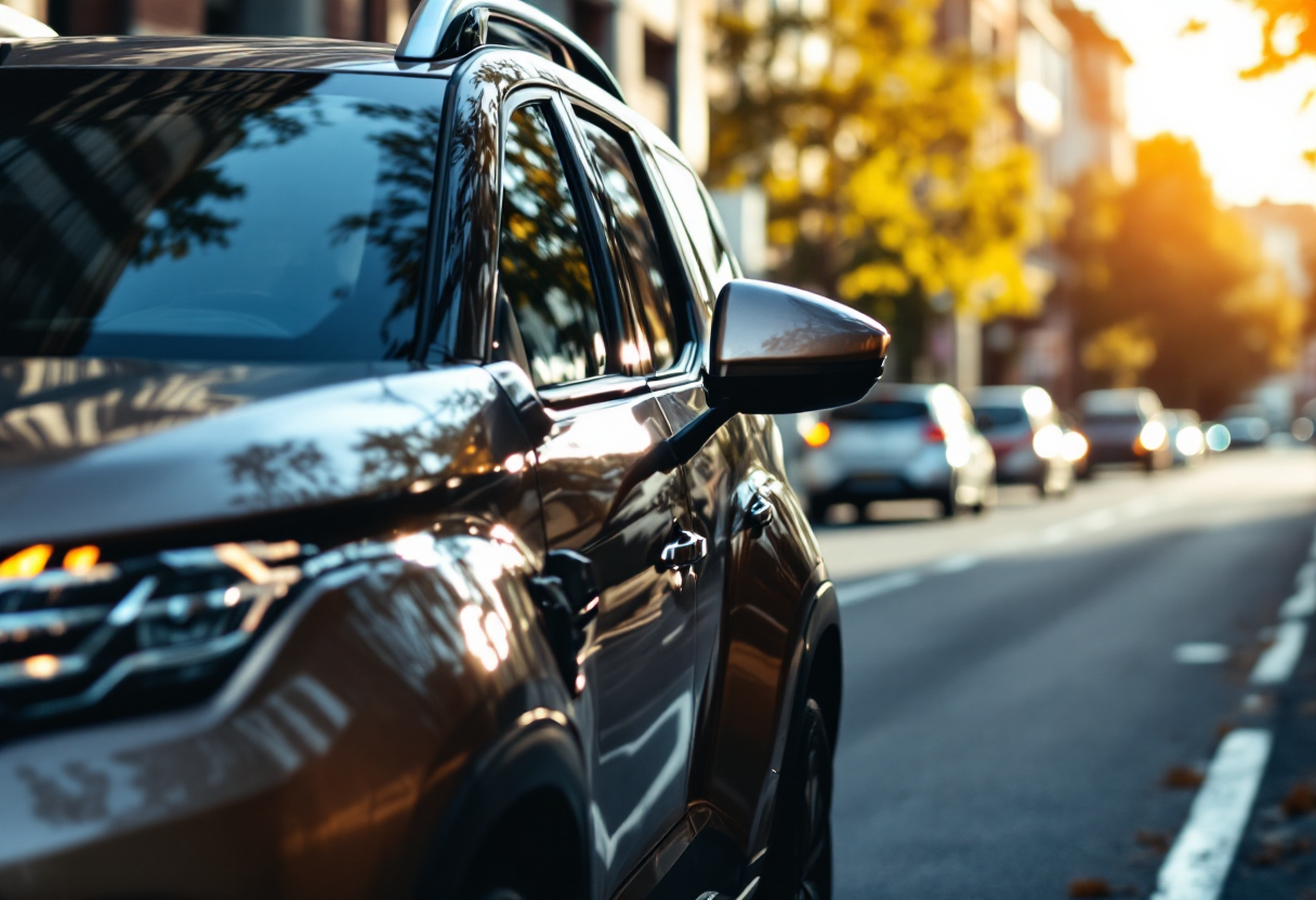 Dacia Duster, SUV popolare in Italia, in un paesaggio urbano