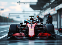 Monoposto di Formula 1 con motore ibrido in pista