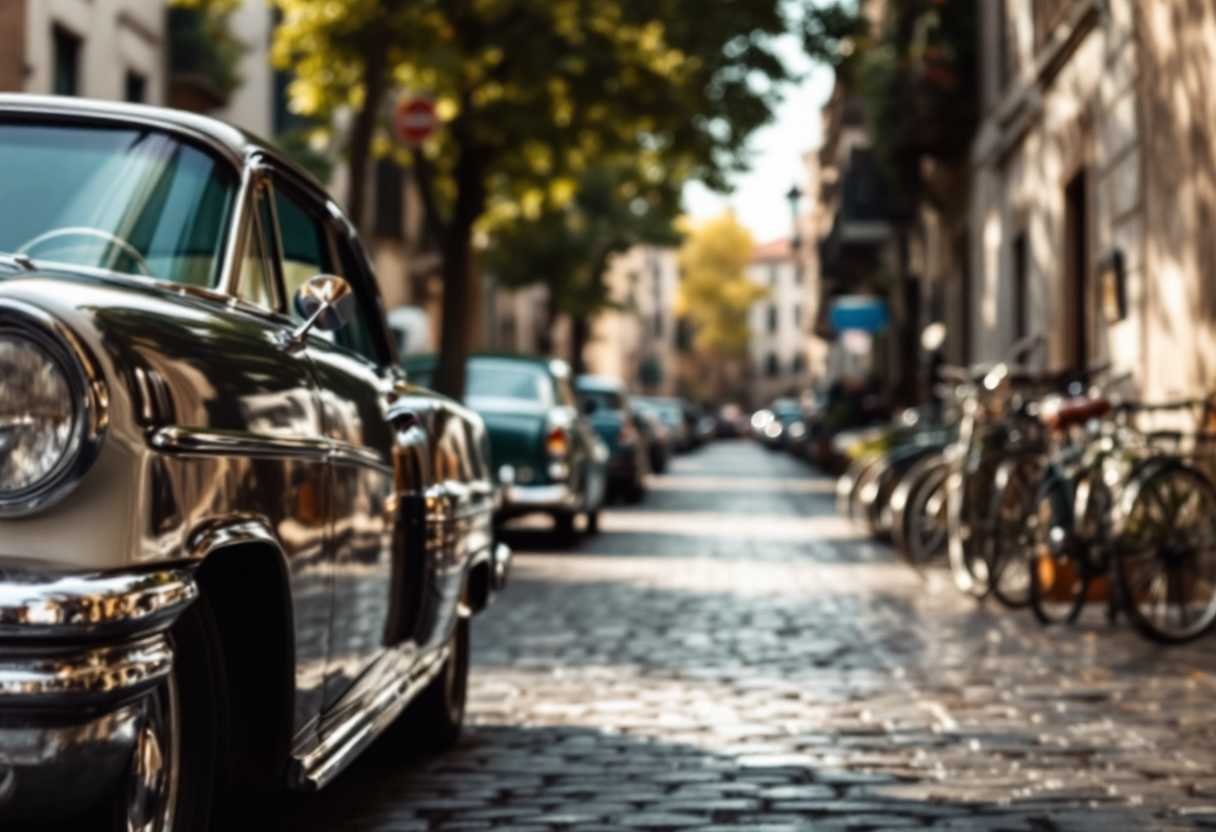 Auto storiche Euro 0 in un contesto culturale