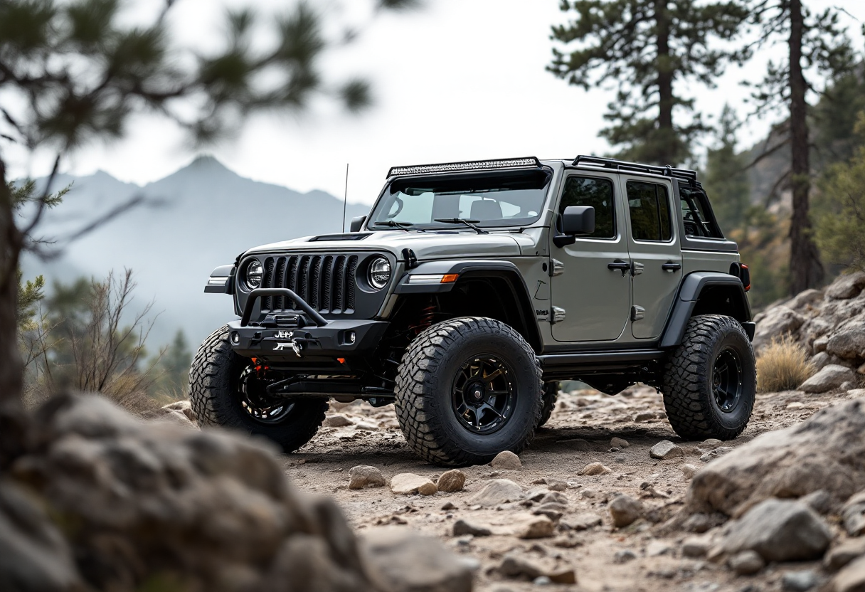 Jeep Recon elettrica in un paesaggio fuoristrada