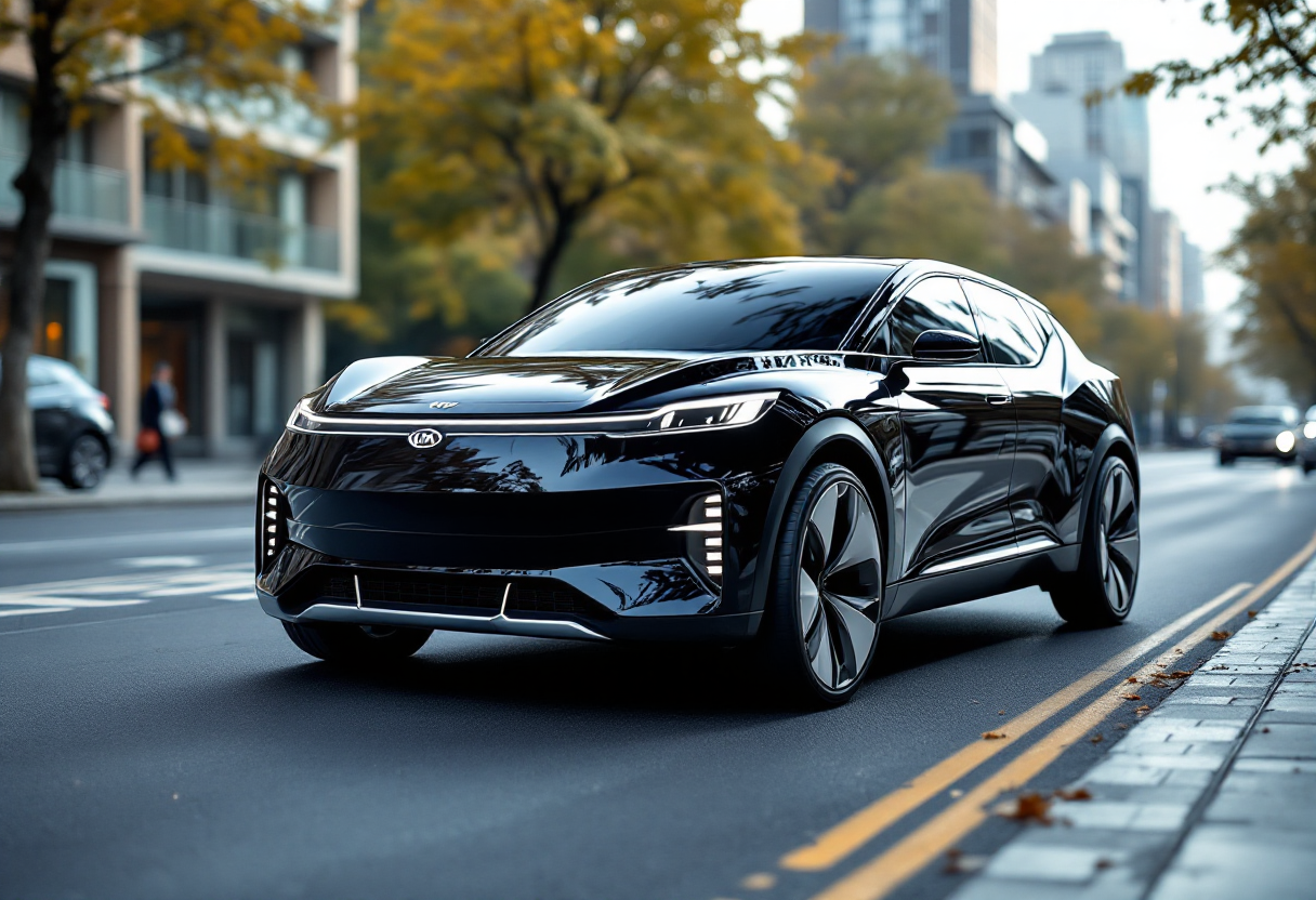 Kia EV4 in movimento con autonomia di 630 km