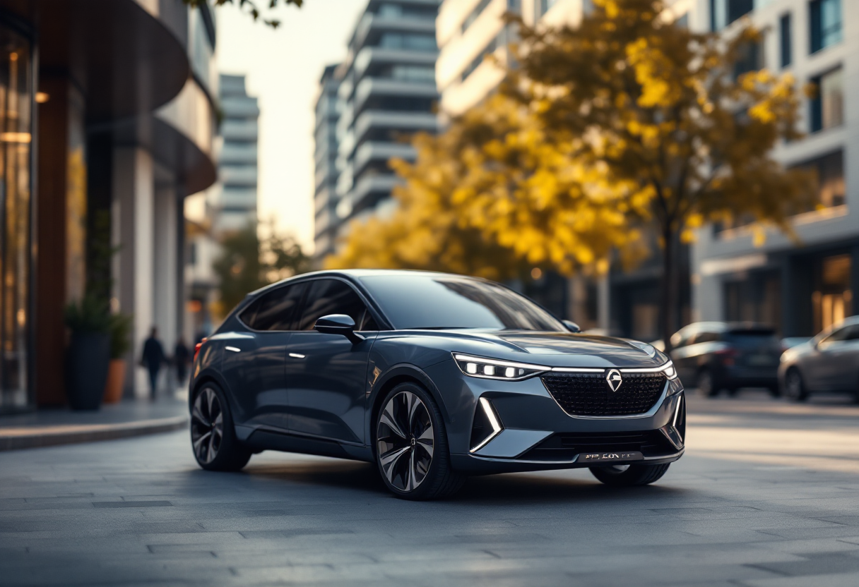 Lancia Ypsilon Hybrid 2024 in un contesto urbano moderno