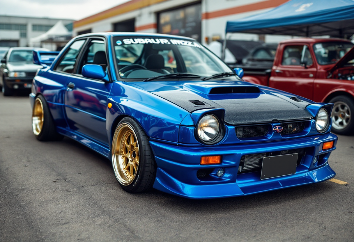 Prodrive P25 in primo piano, ispirata alla Subaru Impreza 22B