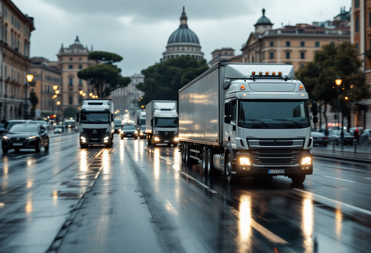 Manifestazione dei trasportatori in Italia per la crisi del settore