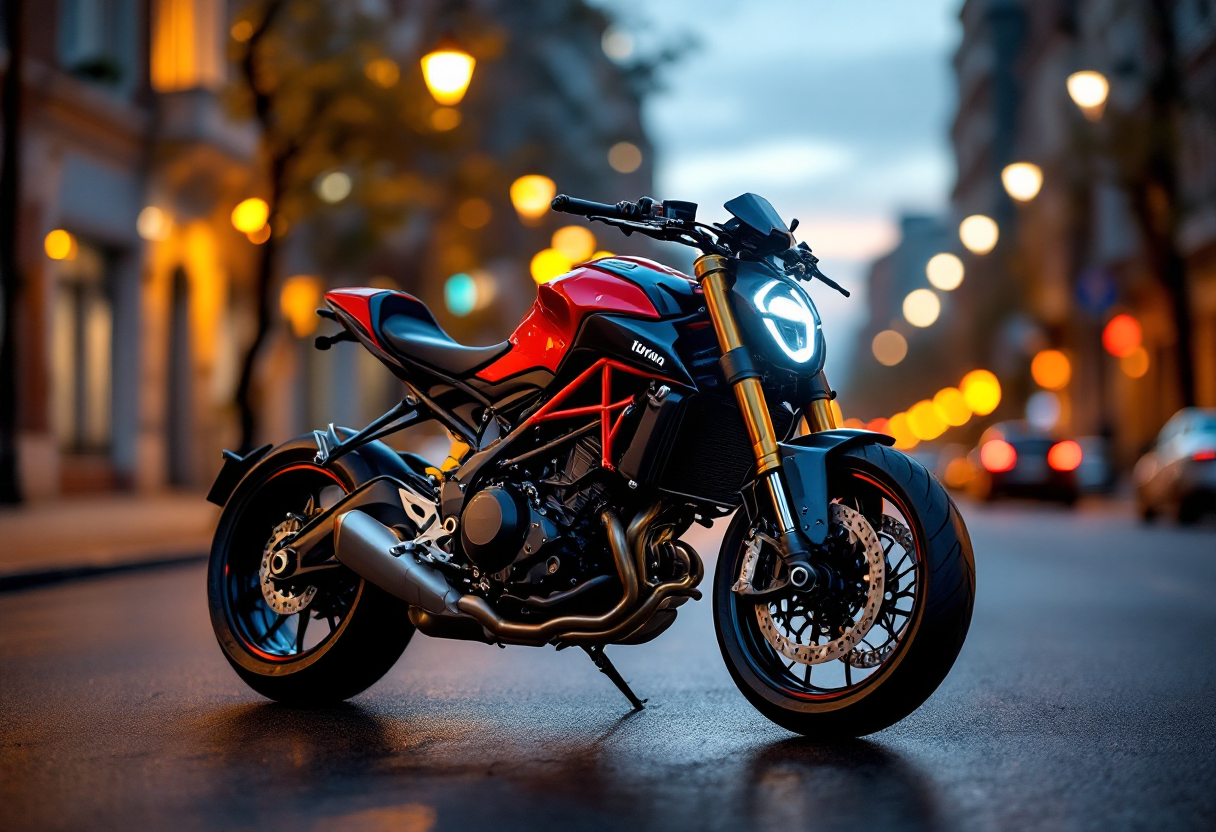 Aprilia Tuono 457 in azione su strada