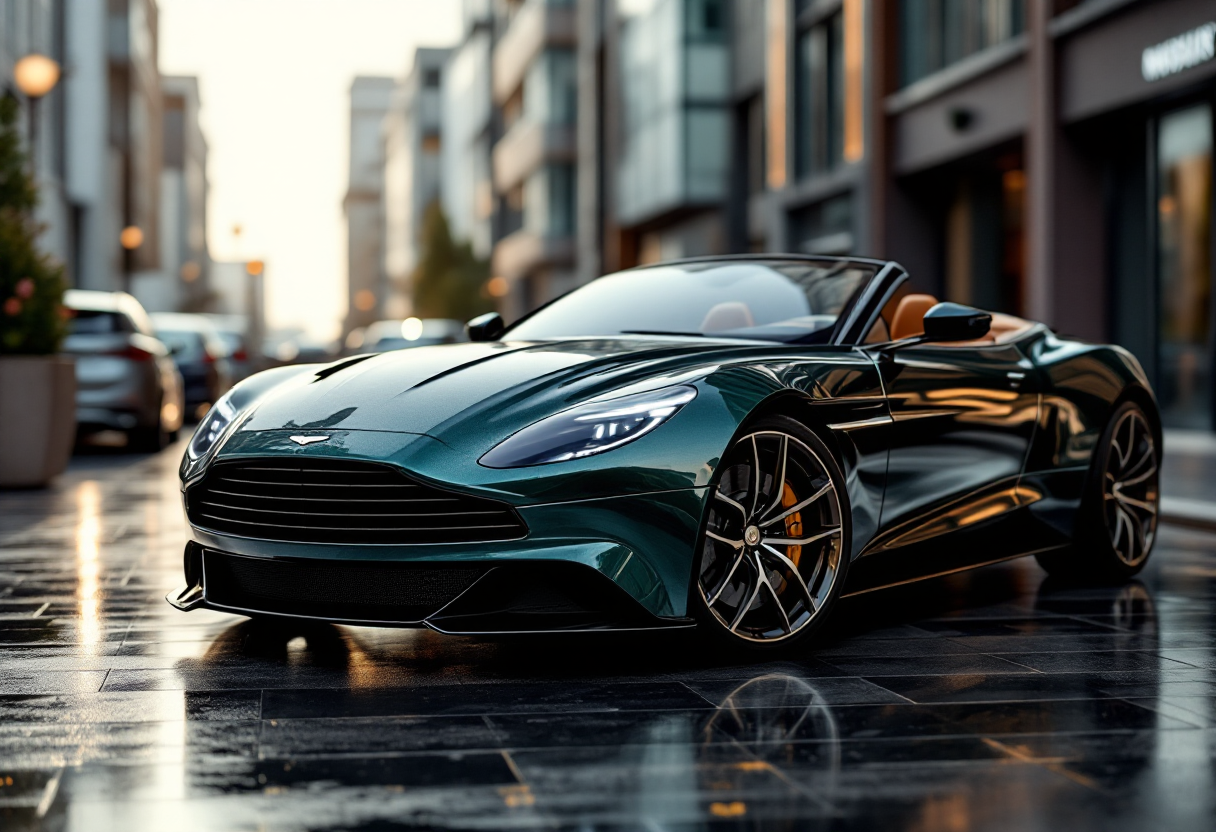 Aston Martin Vanquish Volante in un paesaggio urbano