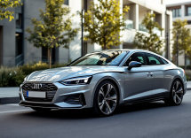 Audi A5 e-hybrid in movimento su strada