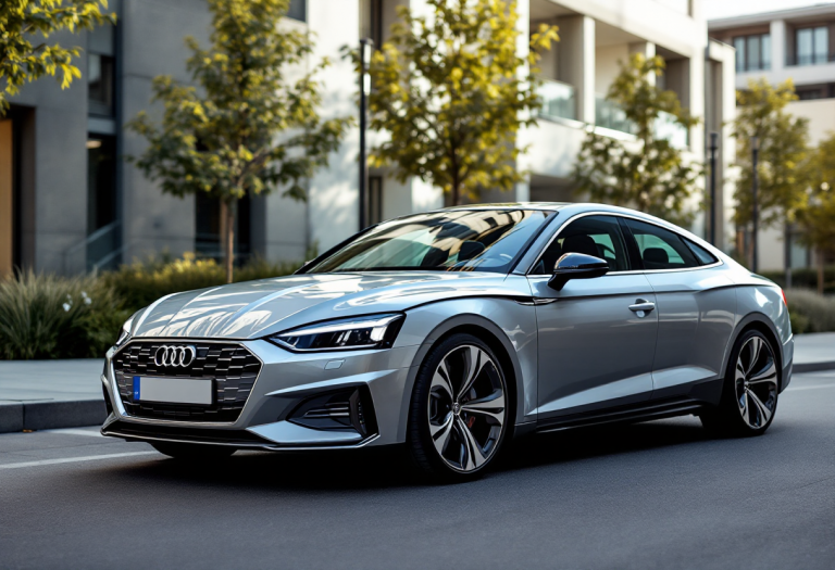 Audi A5 e-hybrid in movimento su strada
