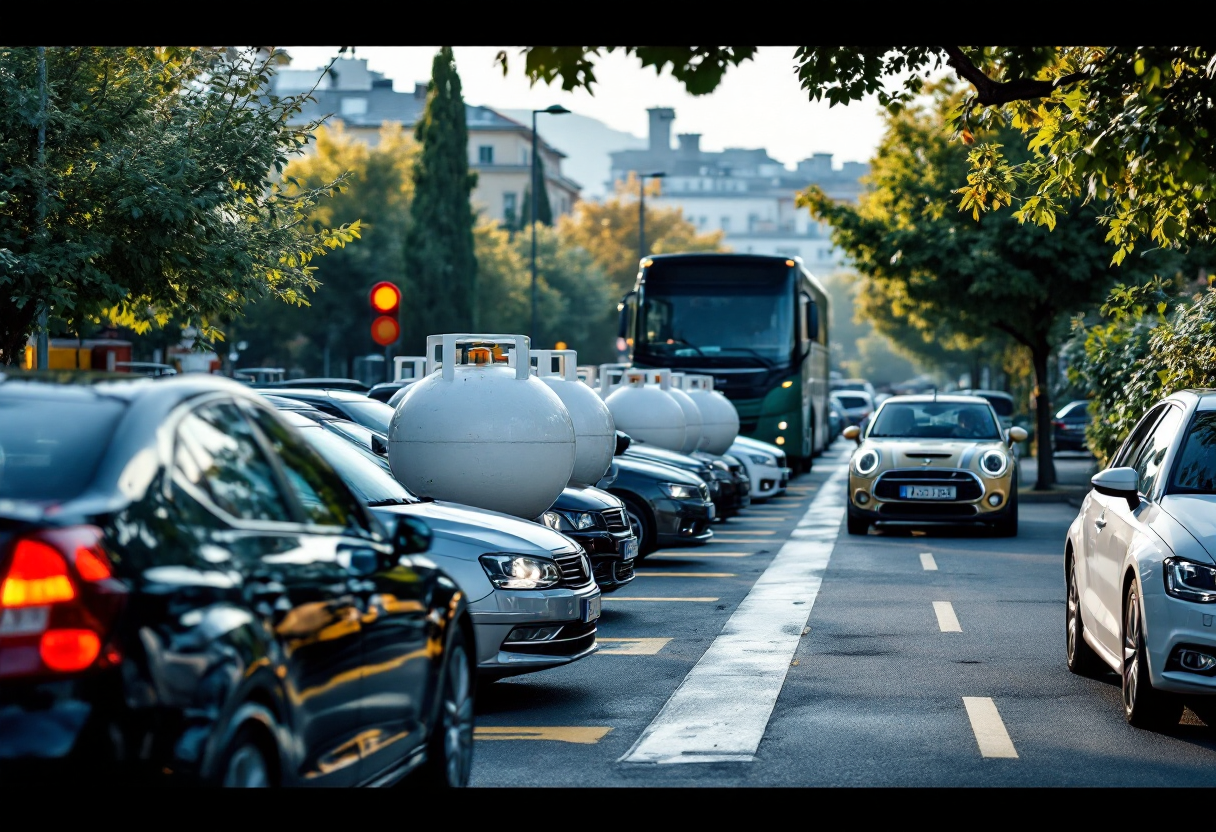 Auto a GPL in movimento su strada italiana