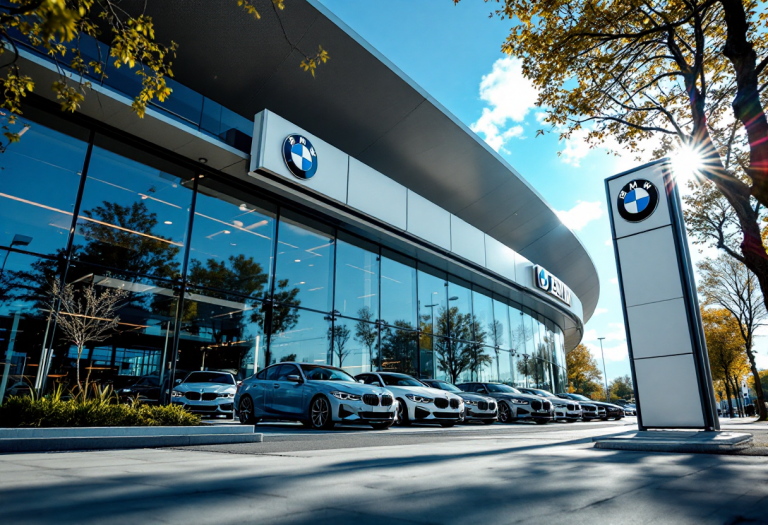 BMW elettrica in un paesaggio urbano sostenibile