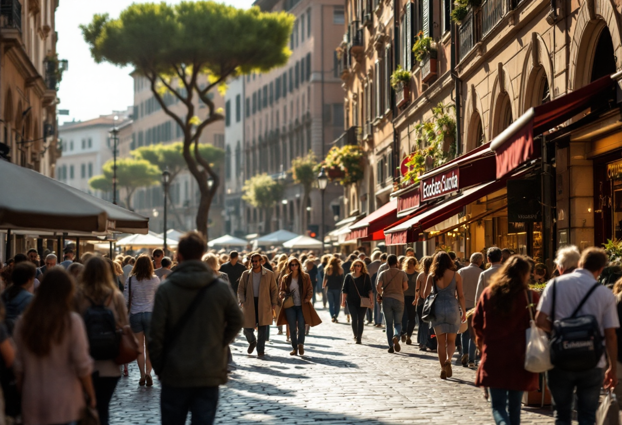 Immagine del blocco del traffico a Roma durante una domenica ecologica