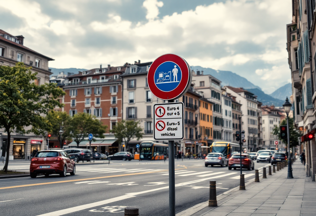 Immagine che illustra il blocco dei veicoli diesel Euro 4 e 5