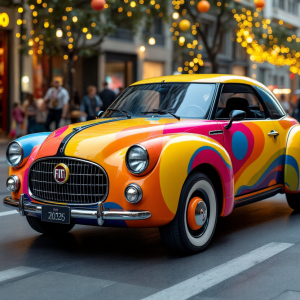 Fiat Topolino trasformata in opera d'arte a Milano