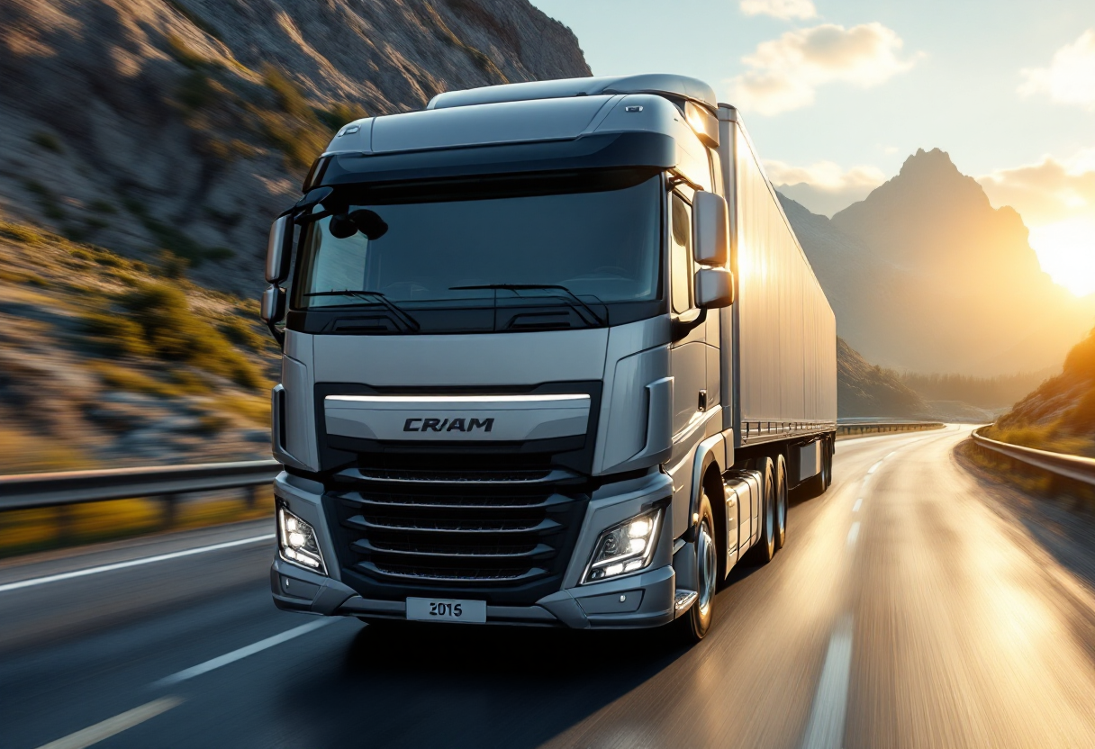Camion moderni con tecnologia avanzata per la sicurezza stradale