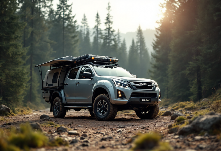 Isuzu D-Max Basecamp in un paesaggio naturale per campeggio