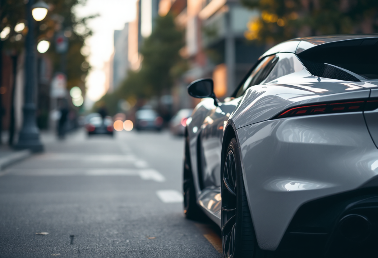 Lotus Emira Turbo SE in un paesaggio urbano