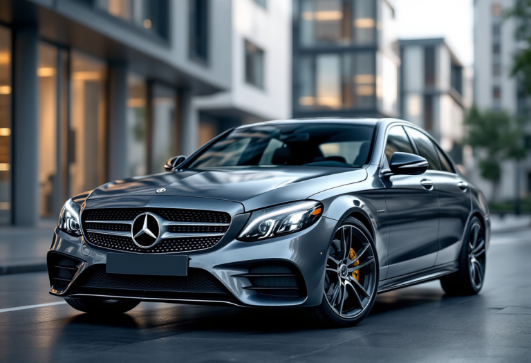 Mercedes Classe C serie 203 in movimento su strada