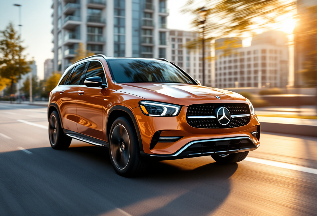 Mercedes GLC elettrica in un ambiente urbano moderno