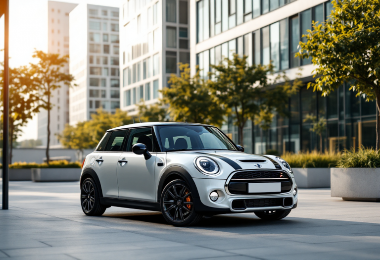 Mini Cooper S 5 porte in un contesto urbano moderno