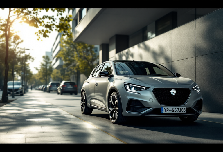 Lancia Ypsilon Ibrida in un contesto urbano moderno