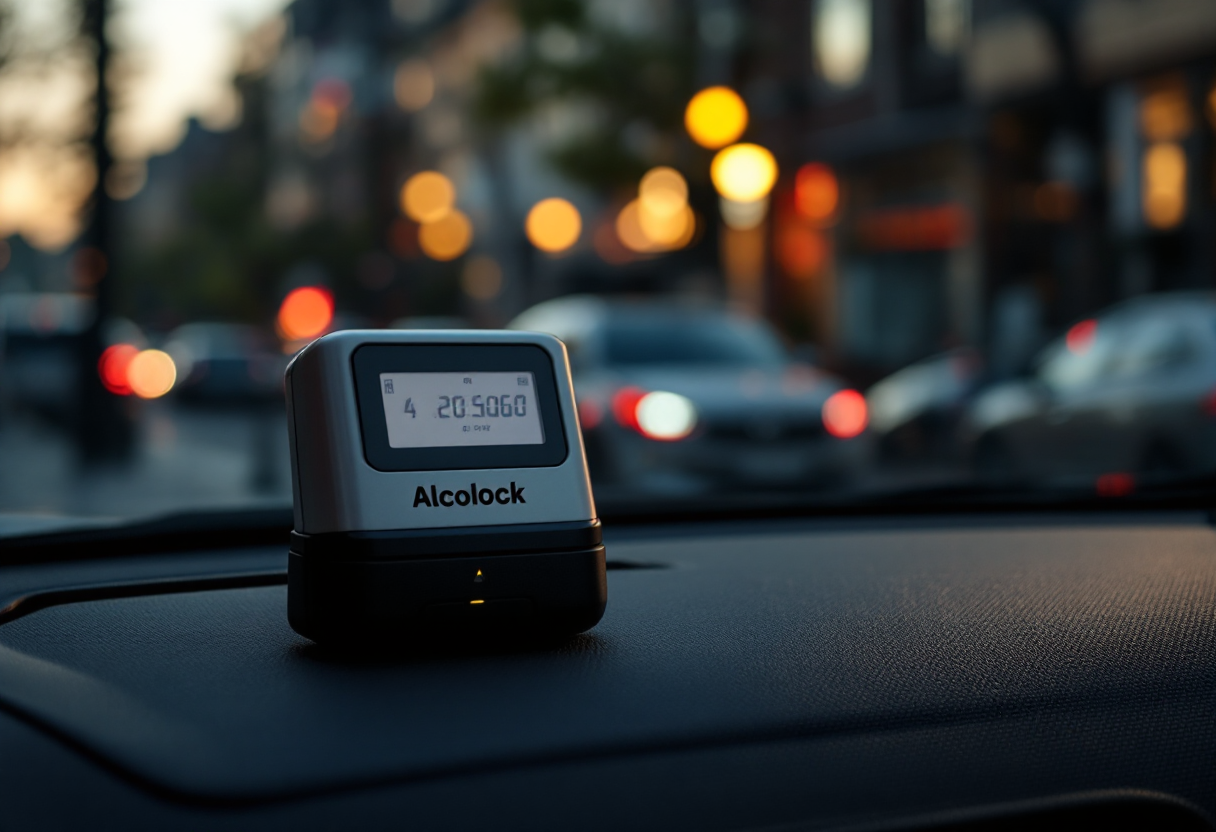 Immagine di un alcolock installato in un'auto