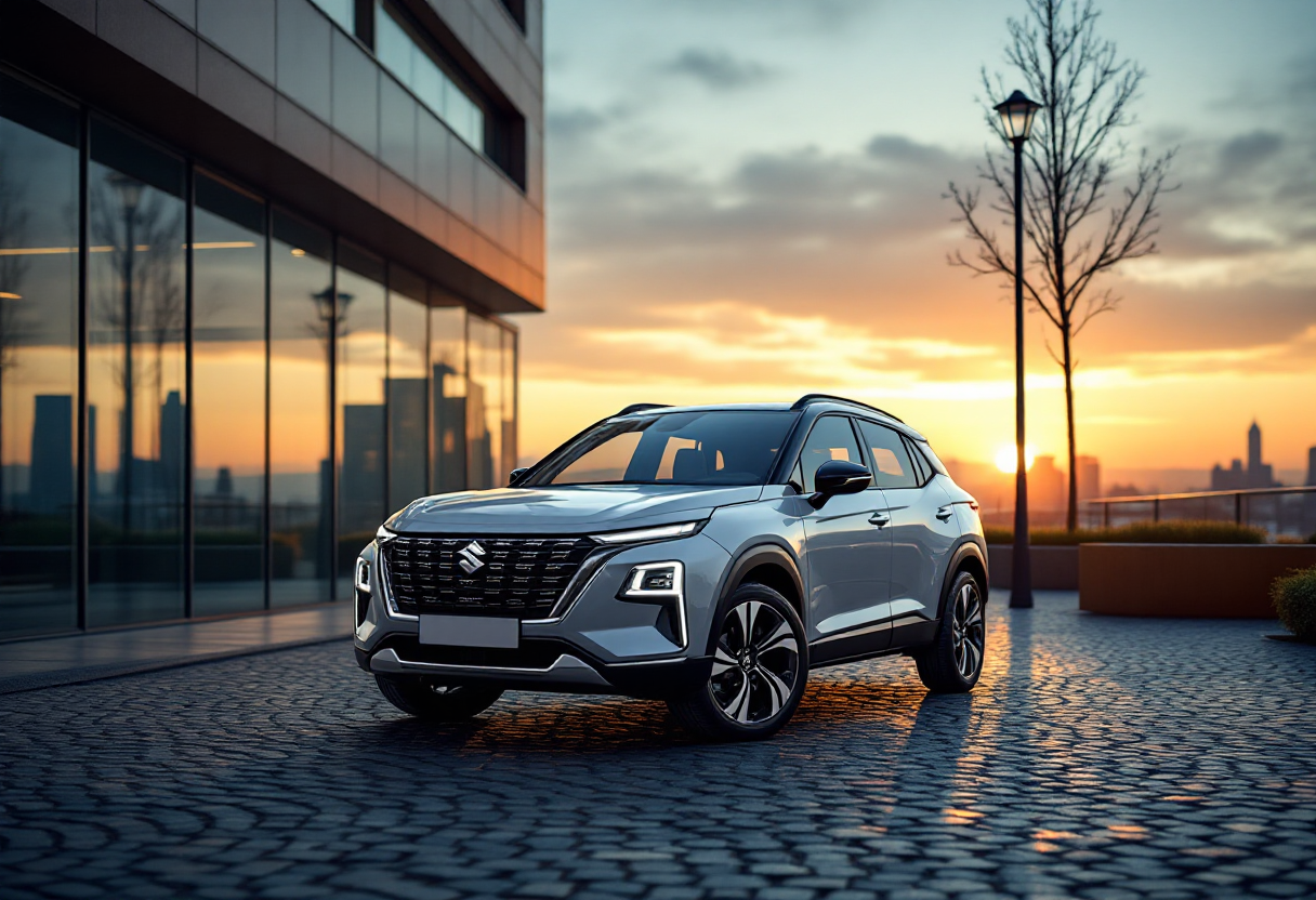 Suzuki Across plug-in hybrid in un paesaggio urbano