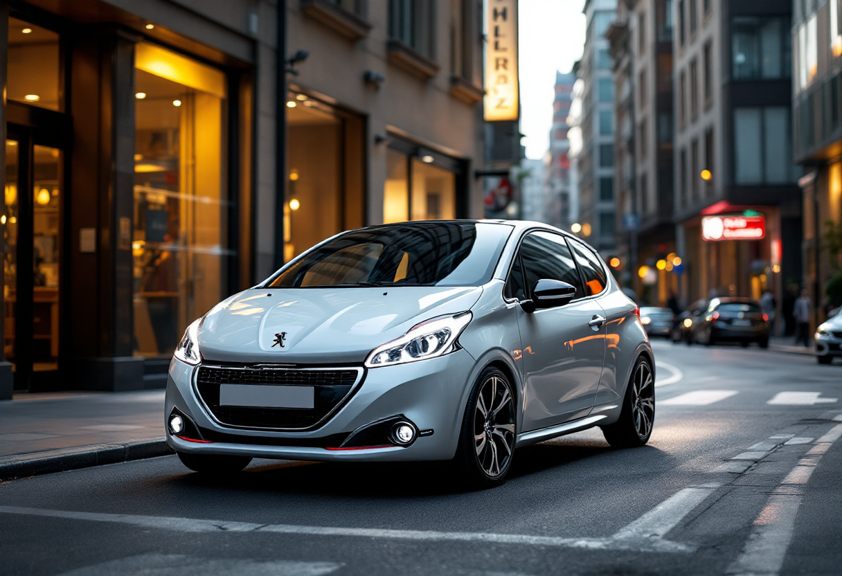 Peugeot e-208 GTi in movimento su strada