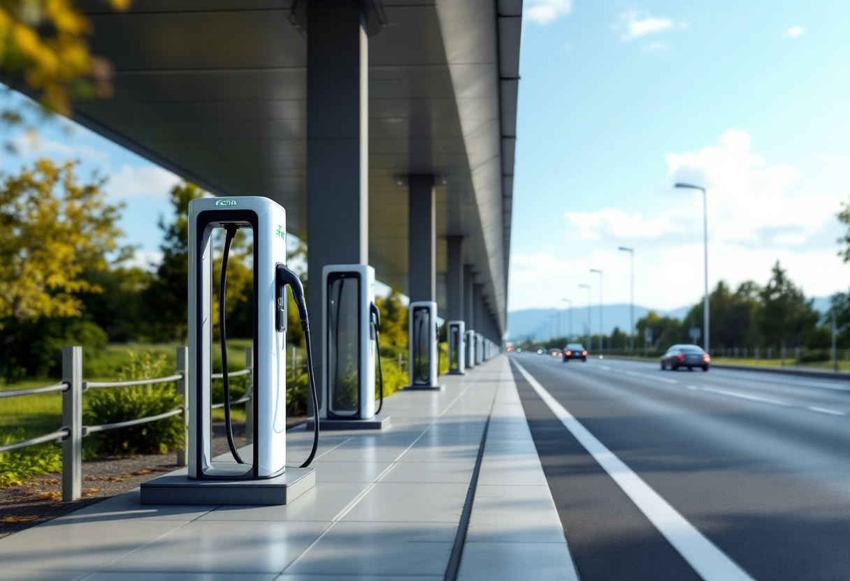 Stazione di ricarica per auto elettriche in autostrada