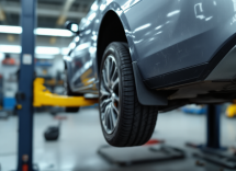 Auto in riparazione con strumenti professionali