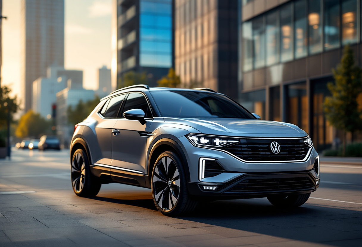 Volkswagen T-Roc 2025 in un ambiente urbano moderno