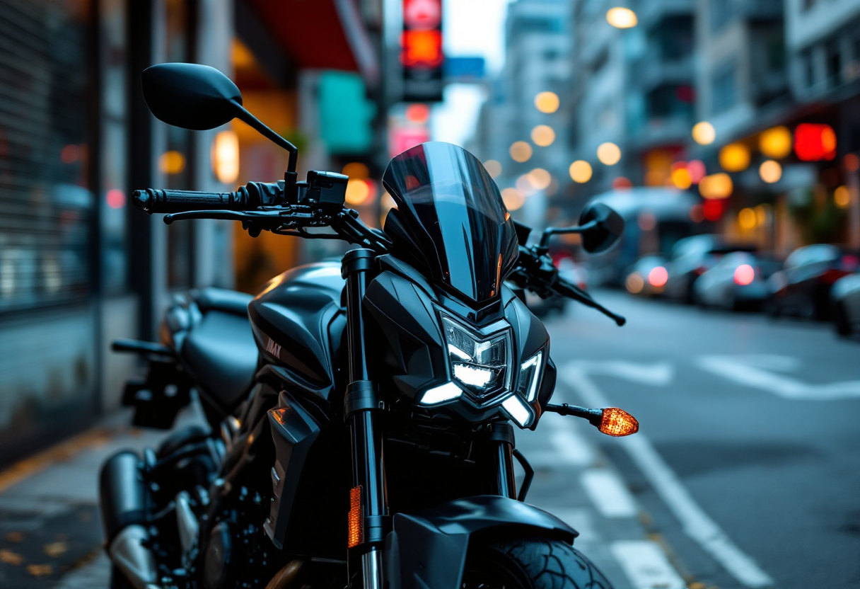 Yamaha MT-07 2025 in movimento su strada