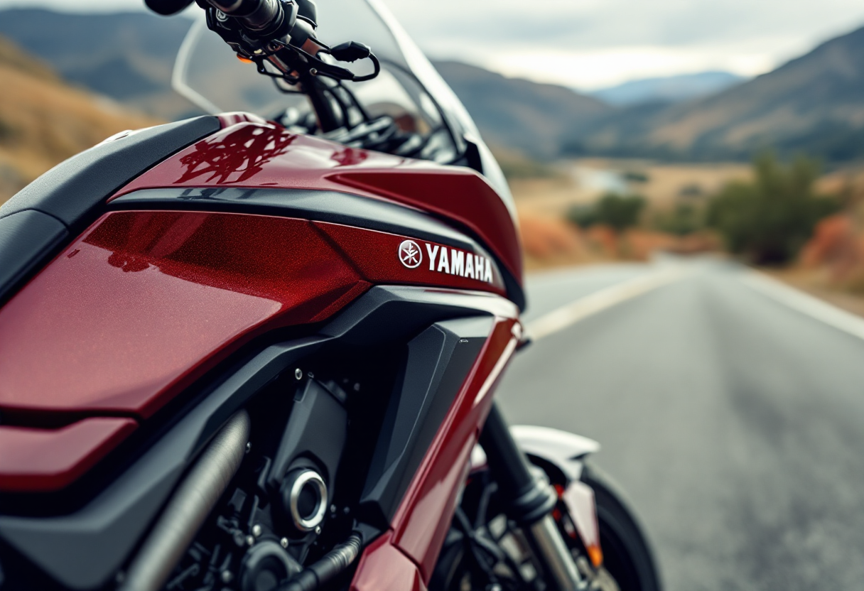 Yamaha Tracer 9 in un paesaggio panoramico