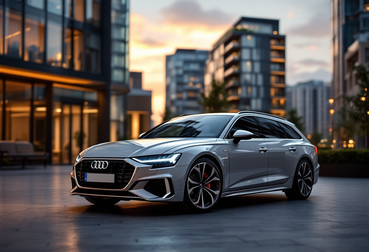 Audi A6 Avant 2025 in un contesto urbano elegante